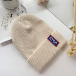 Autumn and winter adult candy color label knitted hat - Beige