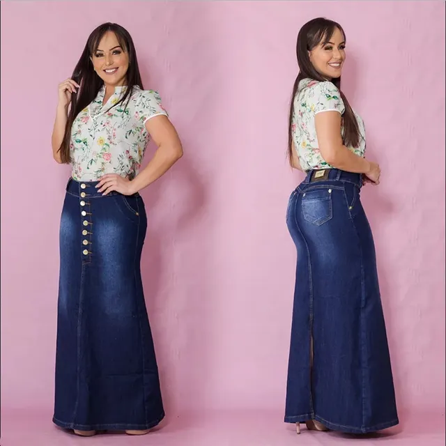 Hot Style Slim Slimming Denim Ladies Long Skirt Navy Blue - Shop at LoveMi