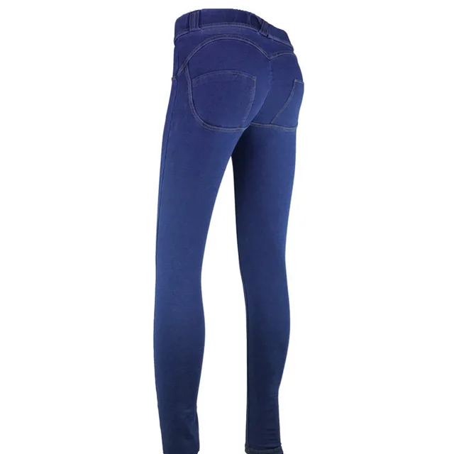 Tight fitting hip lift denim stretch yoga pants Dark Blue - Shop at LoveMi