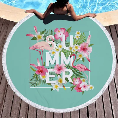 Flamingo round beach towel 1 Style 150X150Cm - Shop at LoveMi