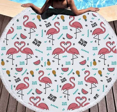 Flamingo round beach towel 3 Style 150X150Cm - Shop at LoveMi
