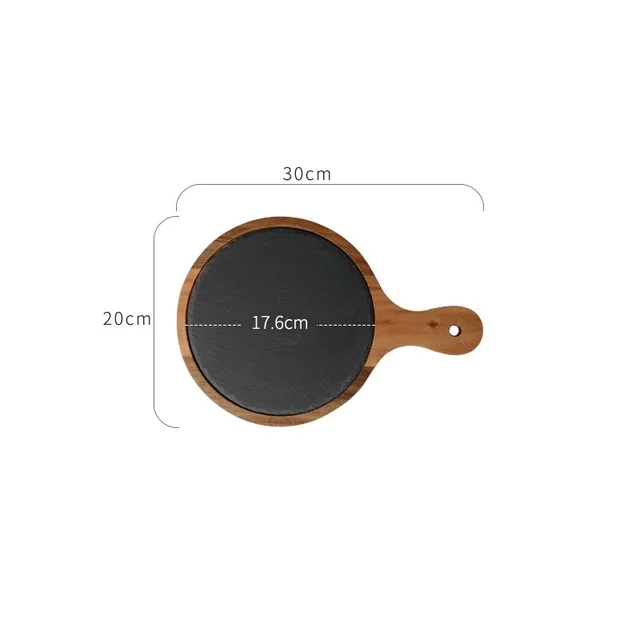 Black Wood Pizza Dish Wooden Plate B Small - Shop at LoveMi