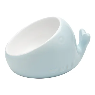 Ceramic pet bowl oblique mouth cat bowl Little Whale Blue - Shop at LoveMi