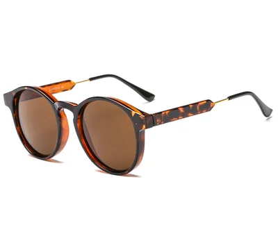 Sunglasses female tide star glasses new round metal foot silk ladies round face Korean retro glasses Leopard Print Box Tea Slice - Shop at LoveMi