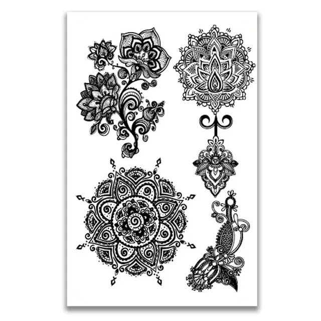 Black lace waterproof tattoo stickers 6Black - Shop at LoveMi