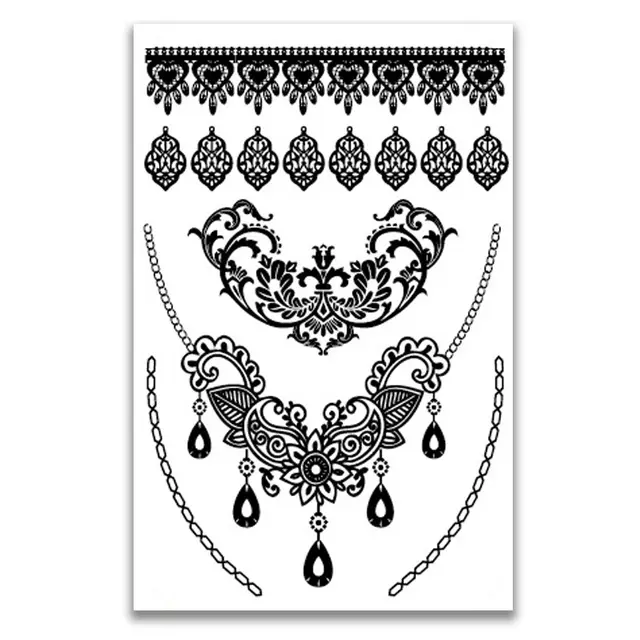 Black lace waterproof tattoo stickers 8Black - Shop at LoveMi