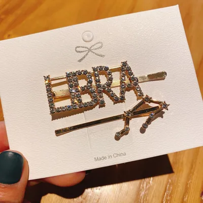 Twelve constellation letter clip rhinestone hairpin Silver - Shop at LoveMi