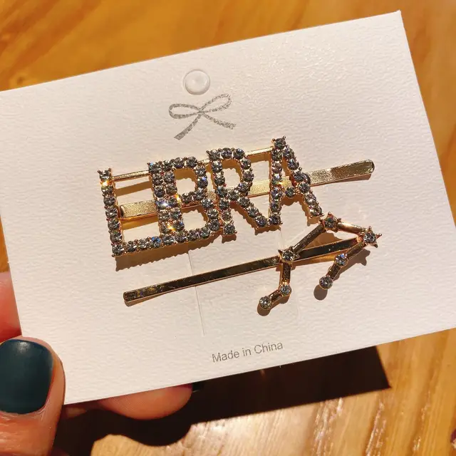 Twelve constellation letter clip rhinestone hairpin Silver - Shop at LoveMi