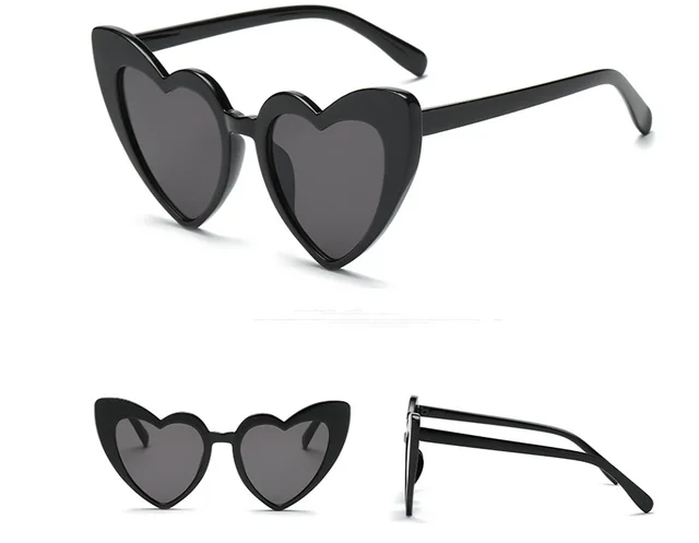 New love ladies heart shaped sunglasses ins with the same heart heart sunglasses female soft sister Harajuku cute fashion glasses Black - Shop at LoveMi