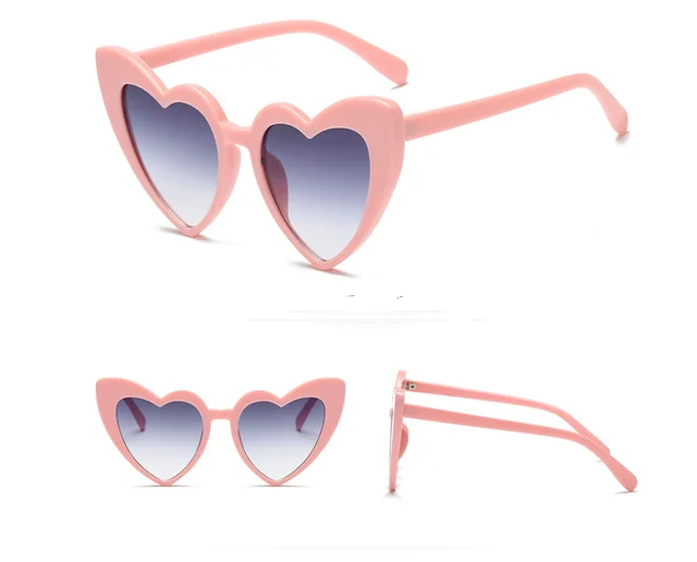 New love ladies heart shaped sunglasses ins with the same heart heart sunglasses female soft sister Harajuku cute fashion glasses Powder Frame Ash - Shop at LoveMi