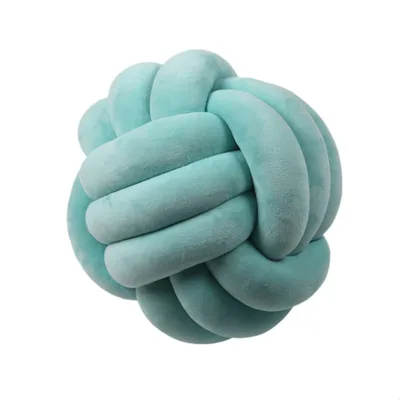 Knotted Plush Ball Design Round Throw Pillow Light Blue - Shop at LoveMi