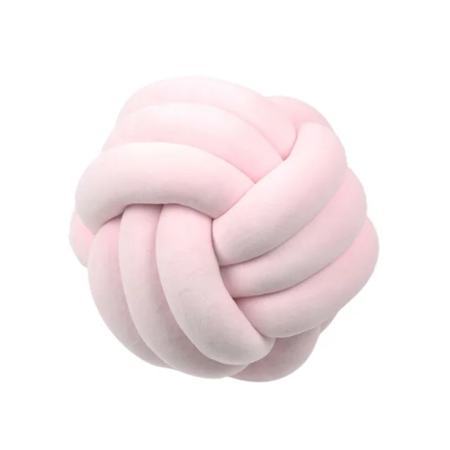 Knotted Plush Ball Design Round Throw Pillow Light Pink - Shop at LoveMi