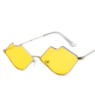 Retro red lips sunglasses Yellow - Shop at LoveMi