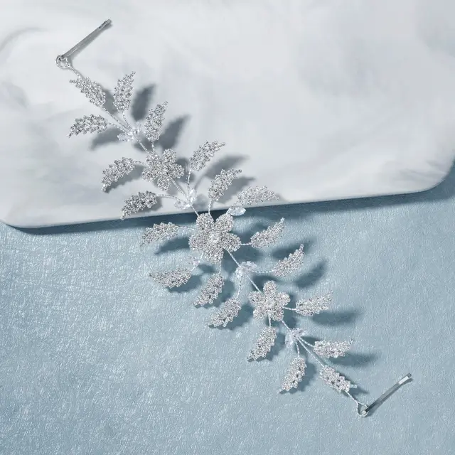 Luxury zircon flower headband Silver - Shop at LoveMi