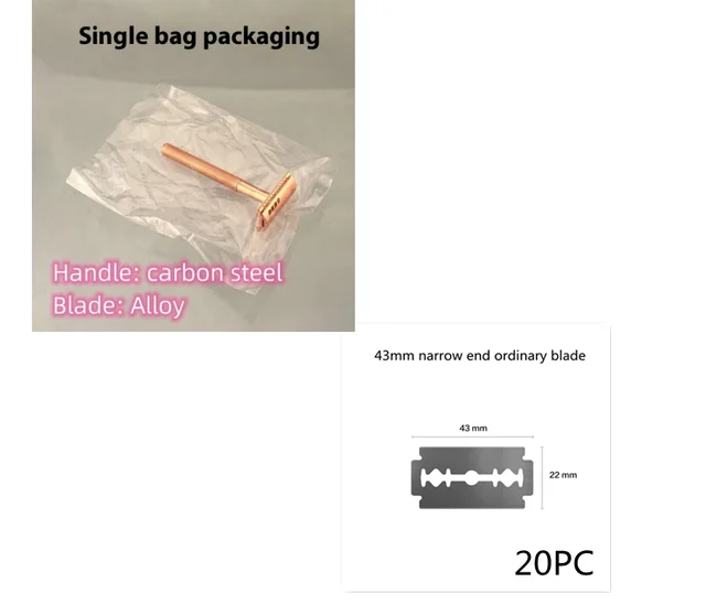 Manual vintage razor men's razor metal gift Rose Gold Bracket 20Pc Blade - Shop at LoveMi
