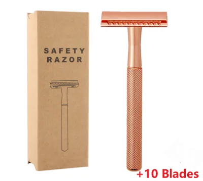 Manual vintage razor men's razor metal gift Rose Gold With 10Blades - Shop at LoveMi