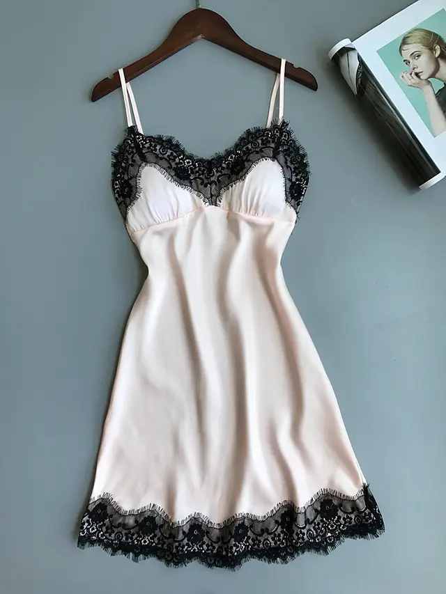 Comfortable silk suspender nightdress White - Shop at LoveMi