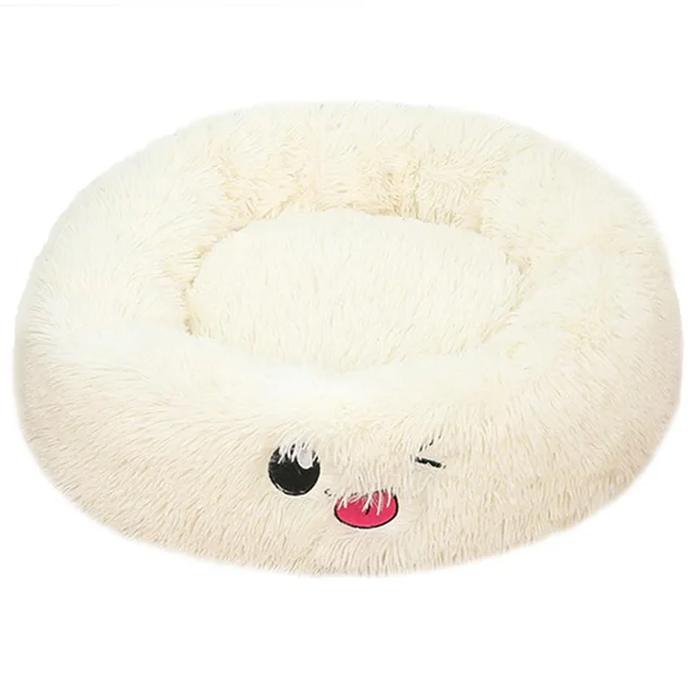 Dog Beds For Small Dogs Round Plush Cat Litter Kennel Pet Nest Mat Puppy Beds White1 - Shop at LoveMi
