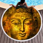 Indian Buddha statue round beach towel - C10-180Cm