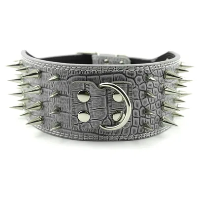 PU Leather Big Dog Collar Grey - Shop at LoveMi