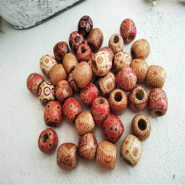 Vintage printed wooden beads Wood - Shop at LoveMi