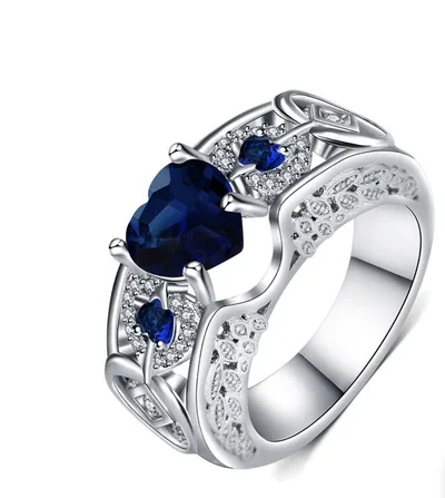 Princess Ring Heart shaped Ruby Engagement Ring Bule - Shop at LoveMi