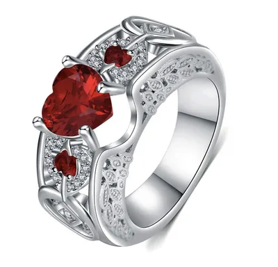 Princess Ring Heart shaped Ruby Engagement Ring Red - Shop at LoveMi