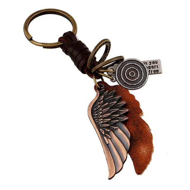 Creative gift with leather keychain, peculiar personality Wing Leather - Shop at LoveMi