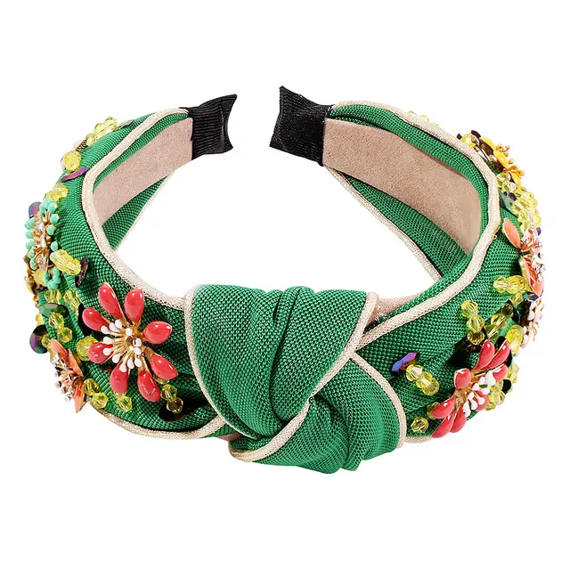 Colorful floral knotted temperament headband Green - Shop at LoveMi