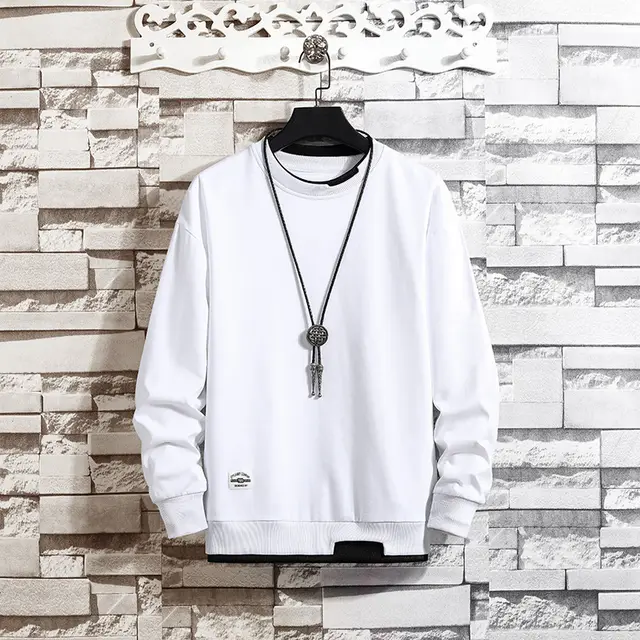 Fake Two Base Shirts New Korean Edition Solid Color White - Shop at LoveMi