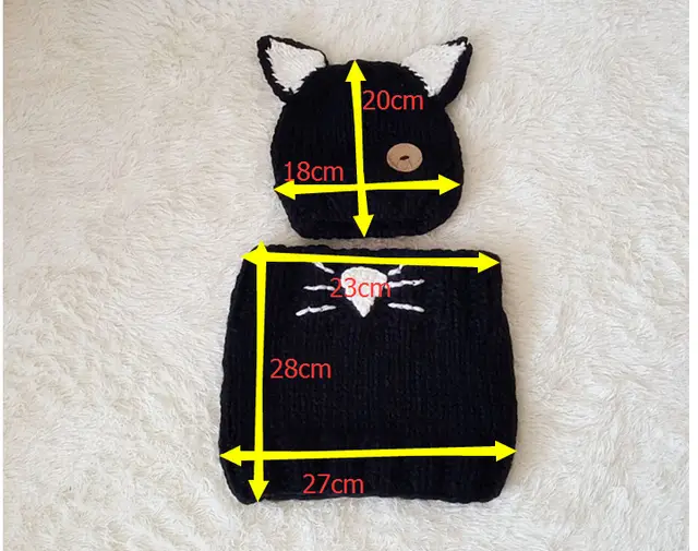Knit hat children's animal cat ears set hat hand knitted warm neck bonnet Black - Shop at LoveMi