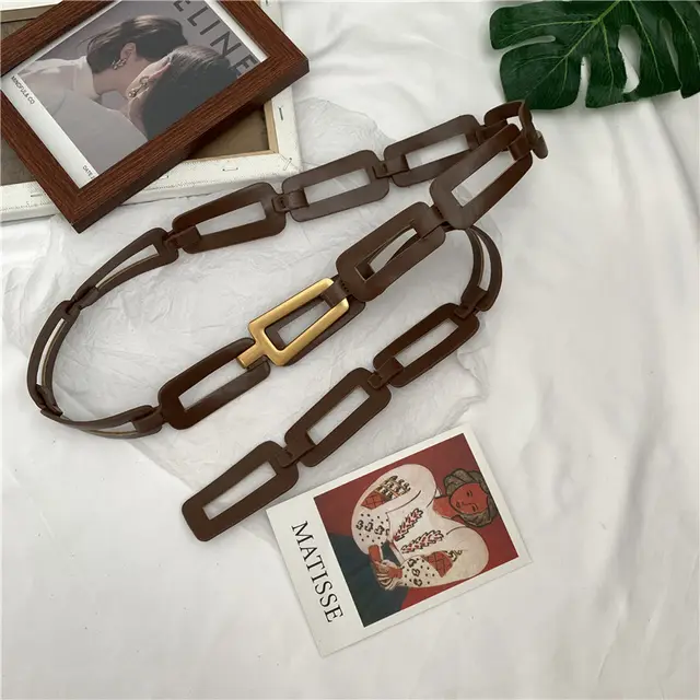 Wide waistband with hook chain Coffee - Shop at LoveMi