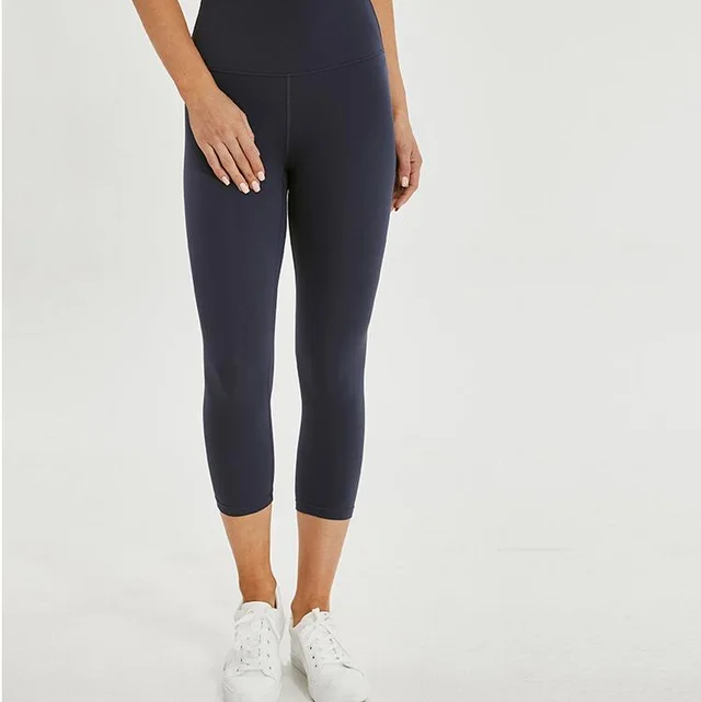 High waist tights sports pants women's running fitness pants quick drying nine pants high elastic yoga pants Indigo - Shop at LoveMi
