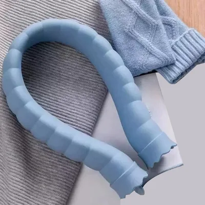 U Shape Hot Water Bag Silicone Bottle Neck Hand Warmer Heater with Knitted Cover Water Storage Bags Keep Warm Blue - Shop at LoveMi