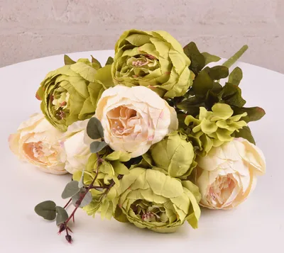 13 European style Core spun Peony High end Artificial Flowers Yellow - Shop at LoveMi
