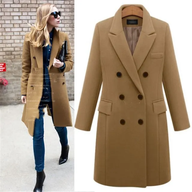 Medium length woolen coat Khaki - Shop at LoveMi