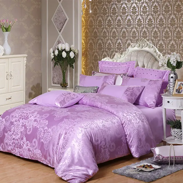 Active satin jacquard four piece bedding Charm Purple - Shop at LoveMi