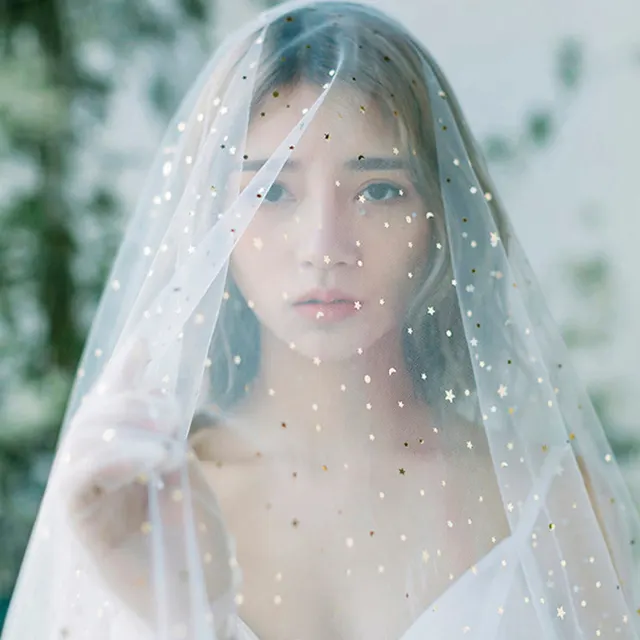 Golden shiny big veil White - Shop at LoveMi