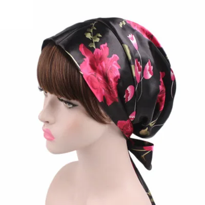 Women's diced printed ribbon bow headdress Black Flowers - Shop at LoveMi