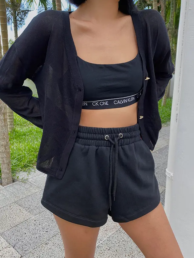 Pure cotton outer wear running gray sports shorts women Black - Shop at LoveMi