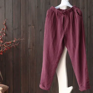 Cotton and linen harem pants - Red