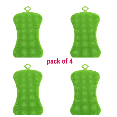 Silicone sponge kitchen Cleaning Brushes Green.4Pcs - Shop at LoveMi