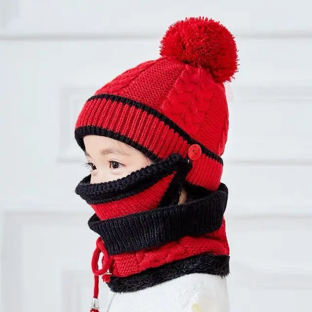 Children scarf hat mask set Red - Shop at LoveMi