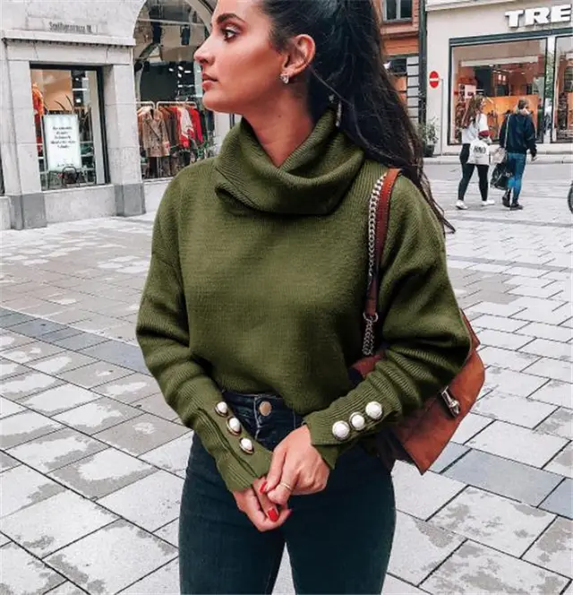Women's knitted pullover Green - Shop at LoveMi