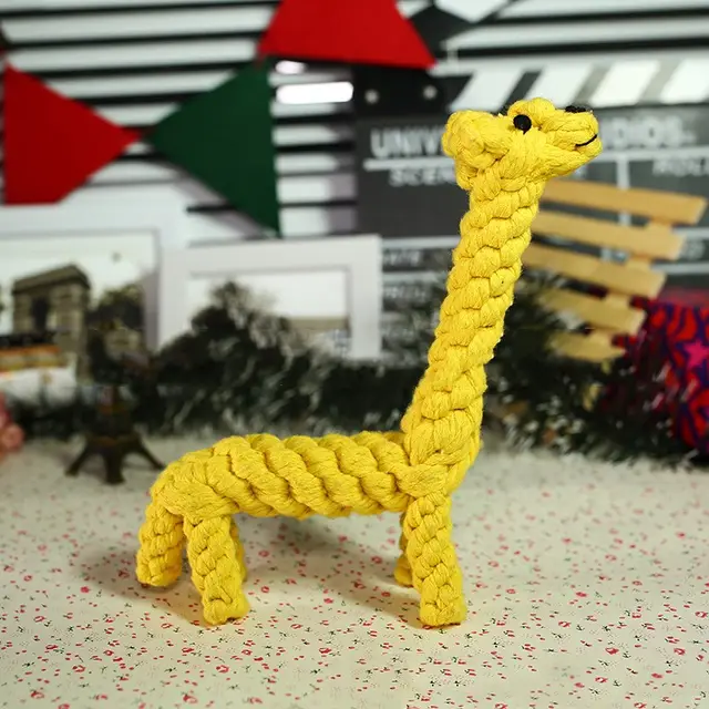 Simulation woven animal cotton rope chewing teeth dog toy Giraffe - Shop at LoveMi