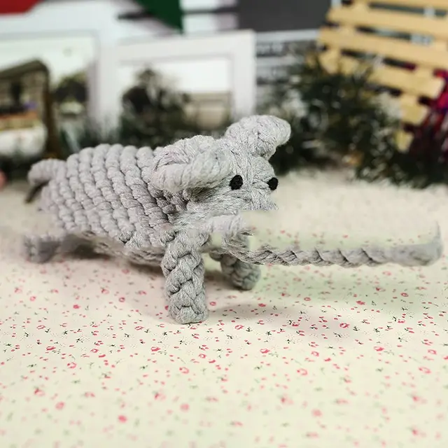 Simulation woven animal cotton rope chewing teeth dog toy Vgrey Elephant - Shop at LoveMi