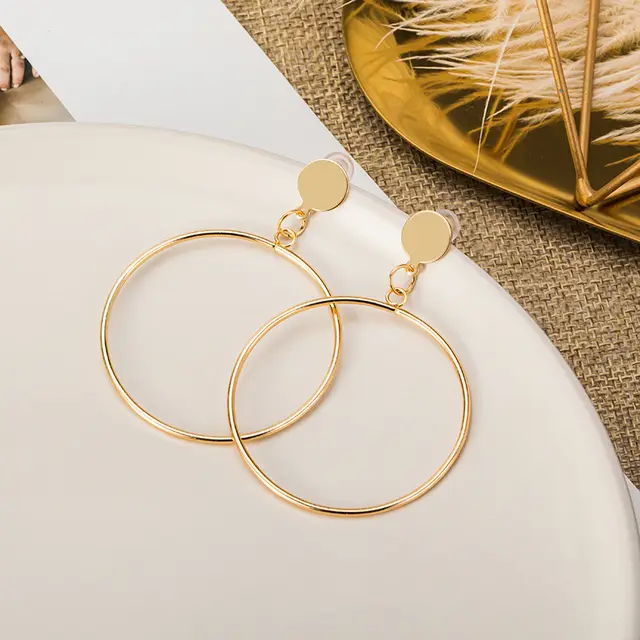 Geometric Round Earrings Gold - Shop at LoveMi