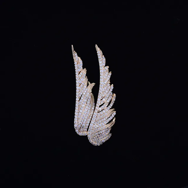Material angel wings brooch unisex suit pin Golden - Shop at LoveMi