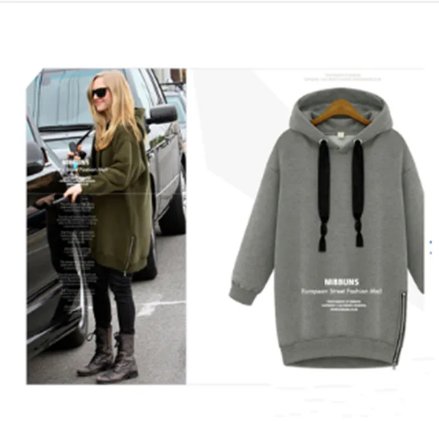 Medium Length Hooded Hoodie with Loose Pullover Light Grey - Shop at LoveMi