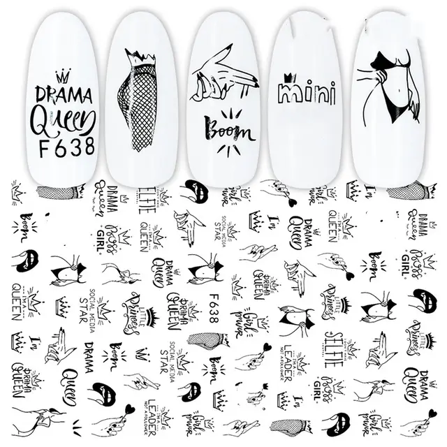 Flowers Rose Red Black Sliders Adhesive Decoration Nail Art Stickers Russian Design 3D Adhesive Slider Decals 5Style - Shop at LoveMi